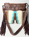 American Darling SIGNATURE CROSSBODY Hand Tooled Upcycled Wool Genuine Leather women bag western handbag purse