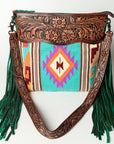 American Darling SIGNATURE CROSSBODY Hand Tooled Upcycled Wool Genuine Leather women bag western handbag purse