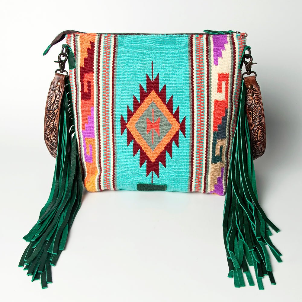 American Darling SIGNATURE CROSSBODY Hand Tooled Upcycled Wool Genuine Leather women bag western handbag purse