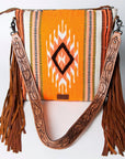 American Darling SIGNATURE CROSSBODY Hand Tooled Upcycled Wool Genuine Leather women bag western handbag purse