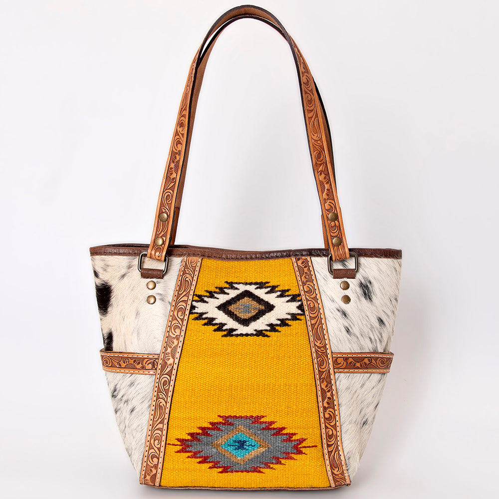 American Darling ADBG617B Tote Hair-On Saddle Blanket Genuine Leather Women Bag Western Handbag Purse
