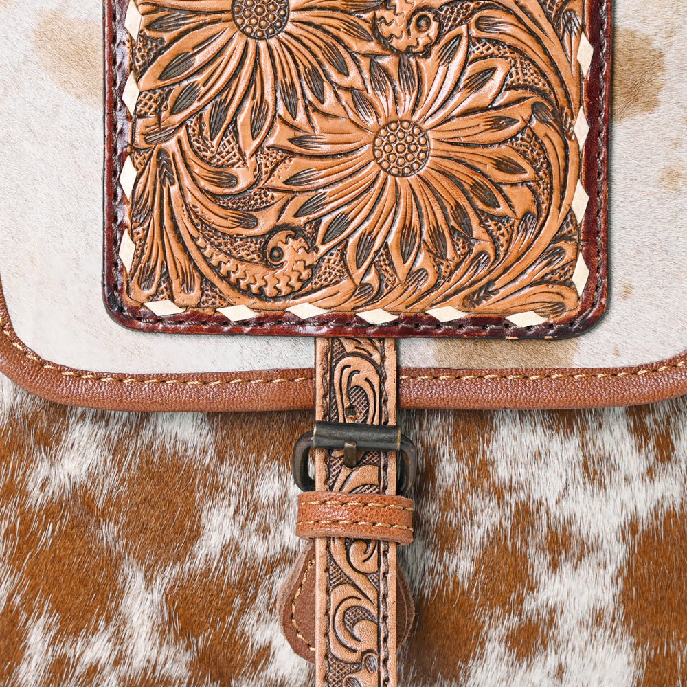 American Darling Hand Tooled Hair On Genuine Leather Women Bag Western Handbag Purse