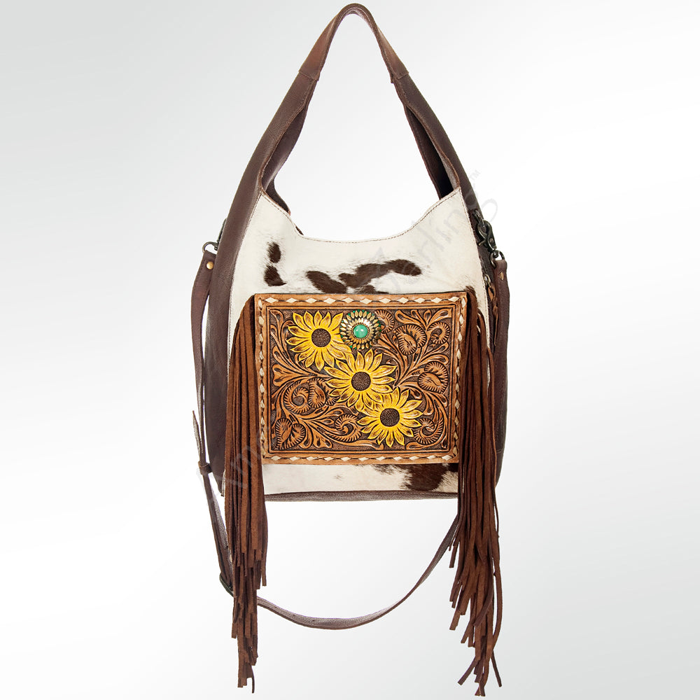 ADBG622B American Darling Hand Tooled Hair On Genuine Leather Women Bag Western Handbag Purse