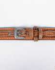 36 In Hilason Basketweave Western Leather Mens Womens Ranger Belt Tan