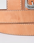 38 In Hilason Basketweave Western Leather Mens Womens Ranger Belt Tan