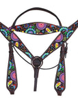 Hilason Western Horse Headstall Breast Collar Set American Leather Brown