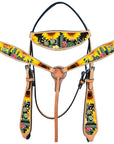 Hilason Western Horse Headstall Breast Collar Set American Leather Tan
