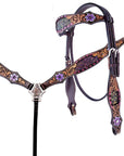 Hand-Carved Leather Western Headstall And Breast Collar Set For Training And Showing