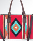 American Darling Tote Saddle Blanket Fabric Genuine Leather Western Women Bag Handbag Purse | for College Casual Travel Bags