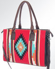 American Darling Tote Saddle Blanket Fabric Genuine Leather Western Women Bag Handbag Purse | for College Casual Travel Bags