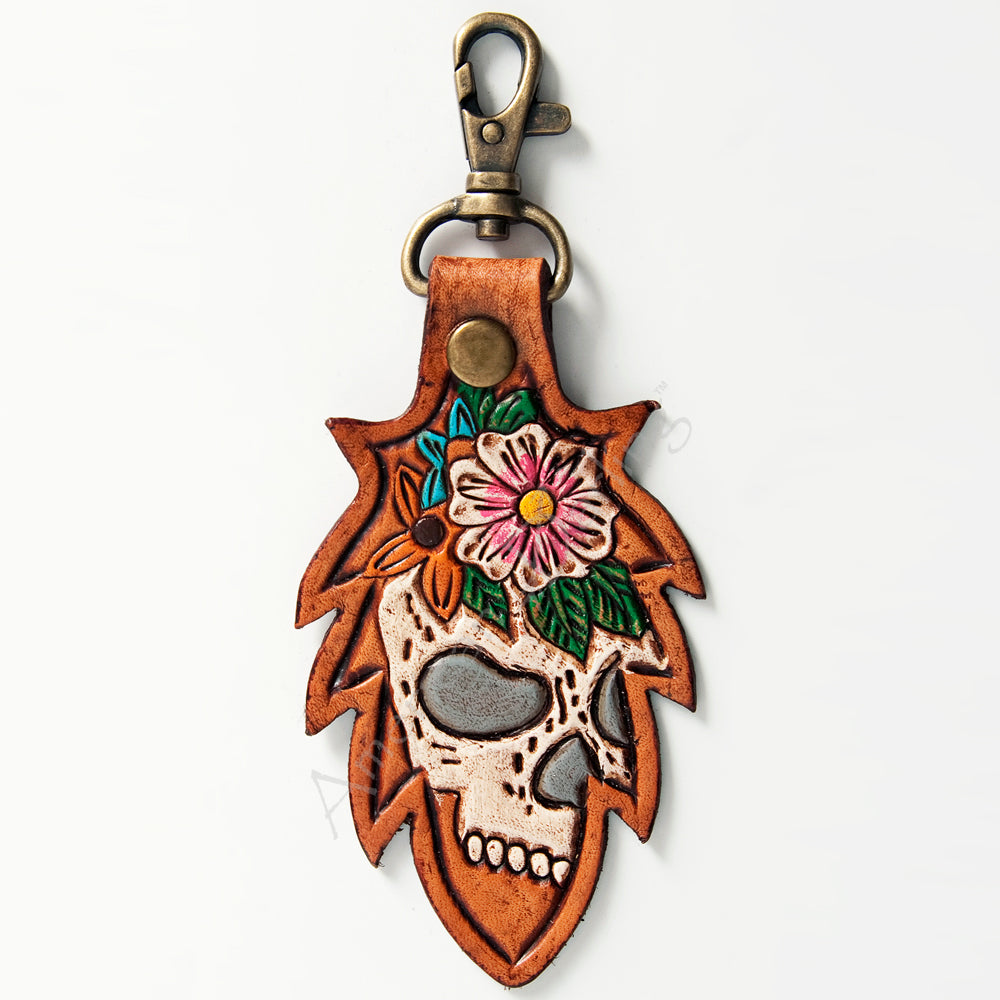 American Darling ADKR164 Hand Tooled Carved Genuine Leather Keyring