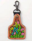 American Darling ADKR213 Hand Tooled Carved Genuine Leather Keyring