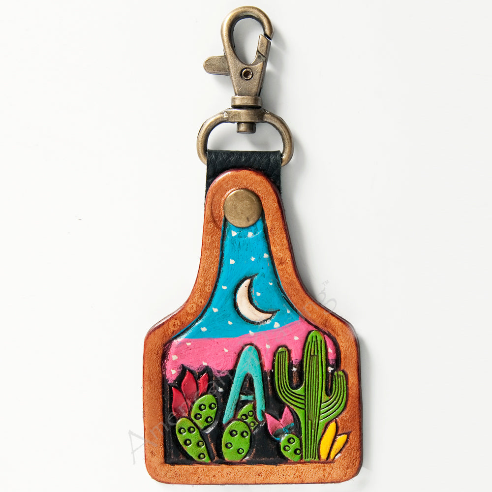 American Darling ADKR169 Hand Tooled Carved Genuine Leather Keyring
