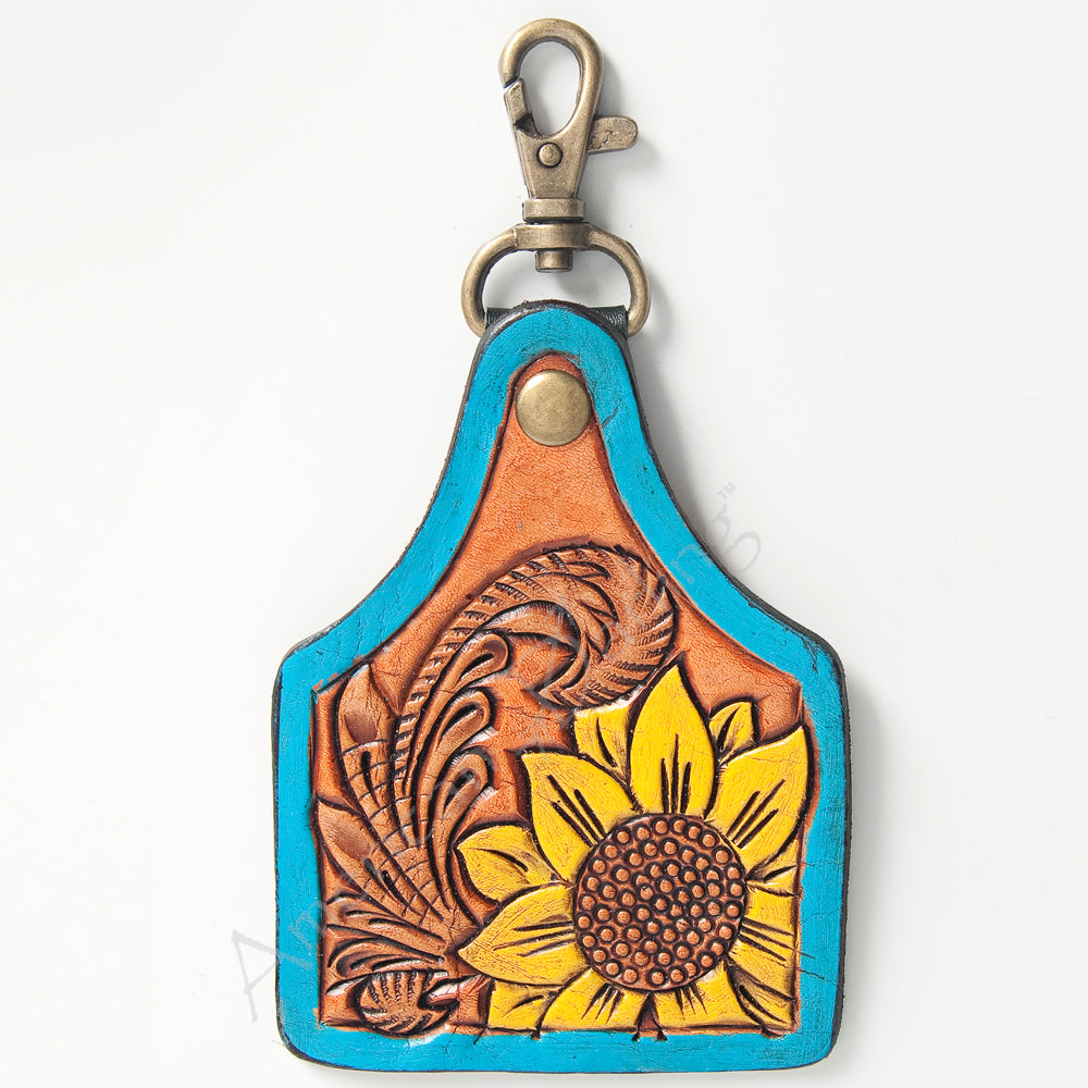 American Darling ADKR170 Hand Tooled Carved Genuine Leather Keyring