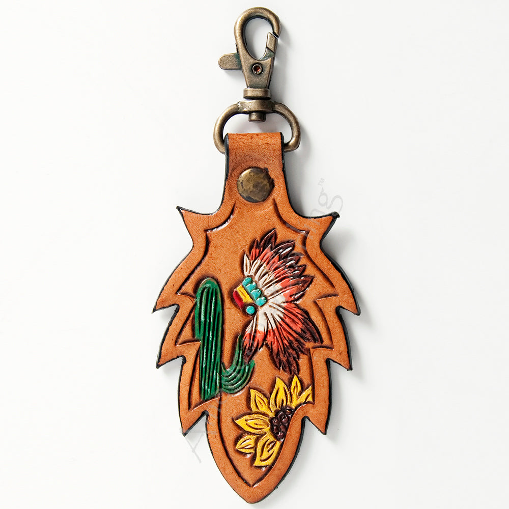 American Darling ADKR172 Hand Tooled Carved Genuine Leather Keyring