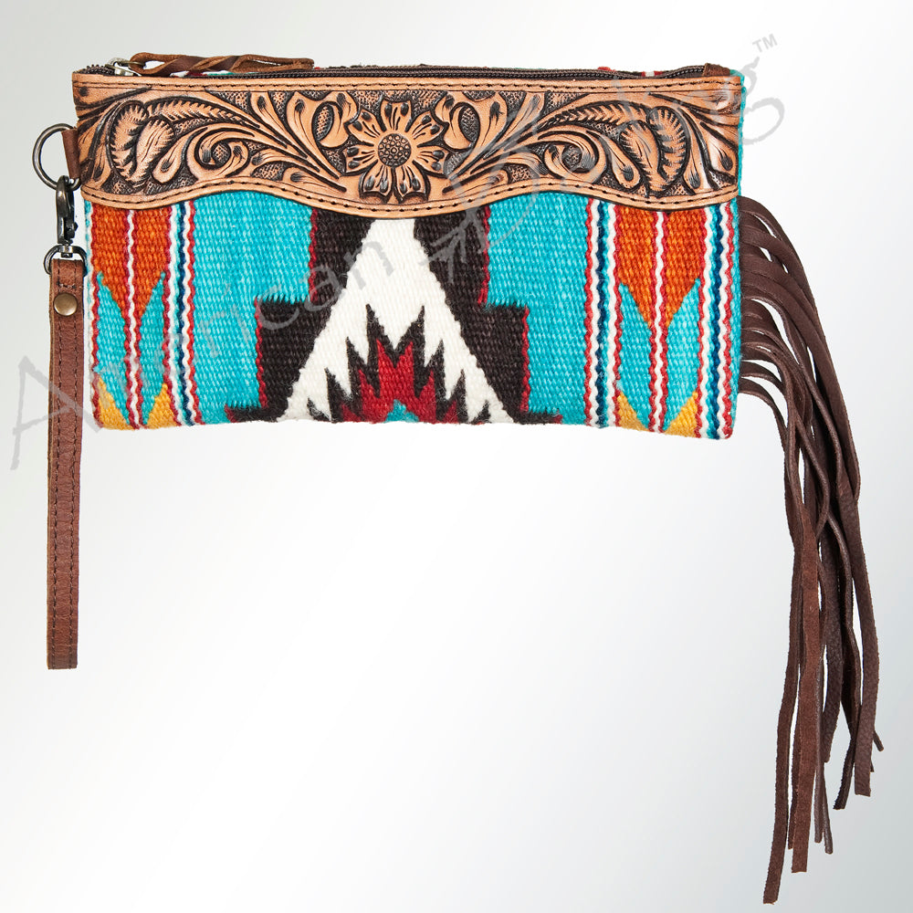 ADBG344H American Darling WRISTLET Hand Tooled Upcycled Wool Genuine Leather women bag western handbag purse
