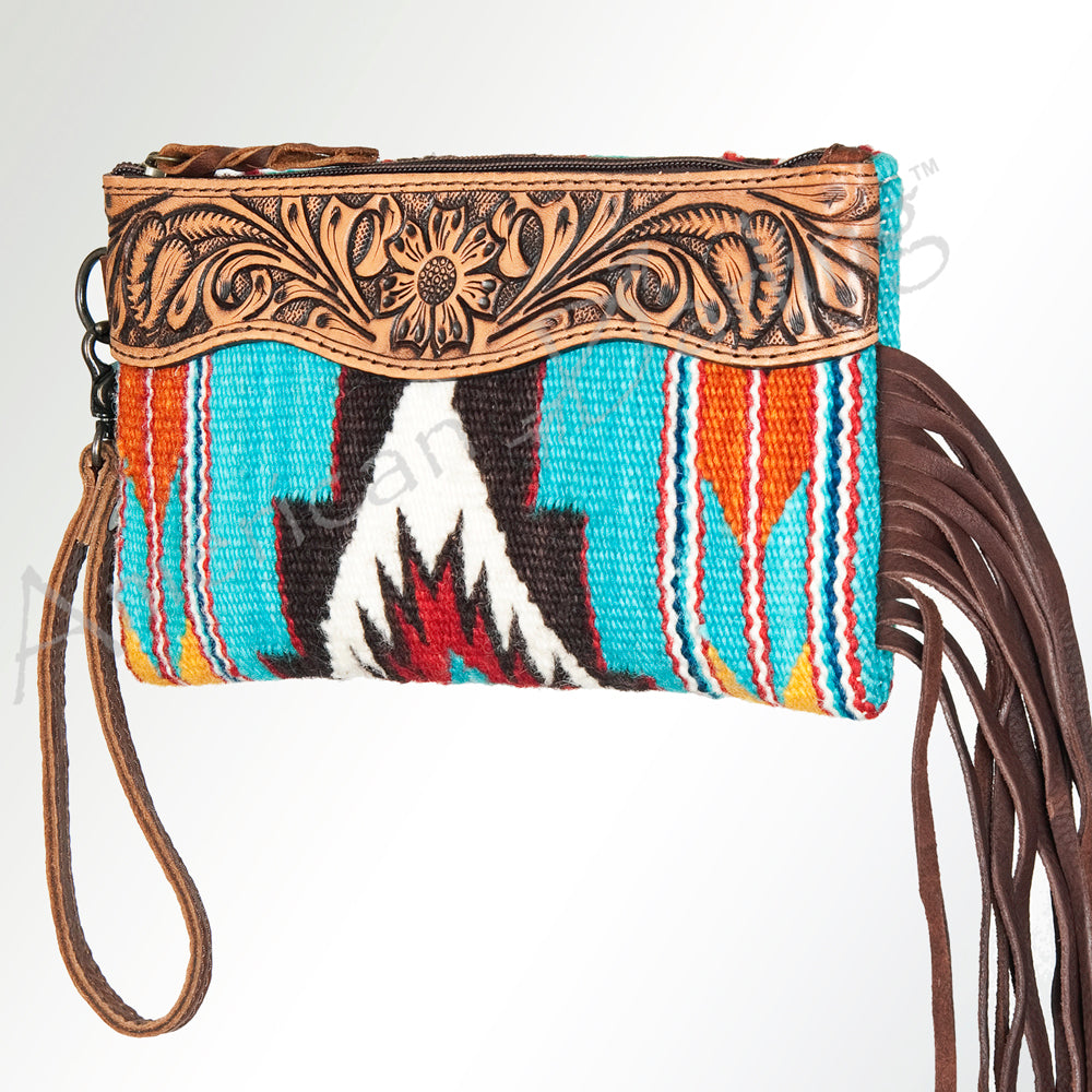 ADBG344H American Darling WRISTLET Hand Tooled Upcycled Wool Genuine Leather women bag western handbag purse