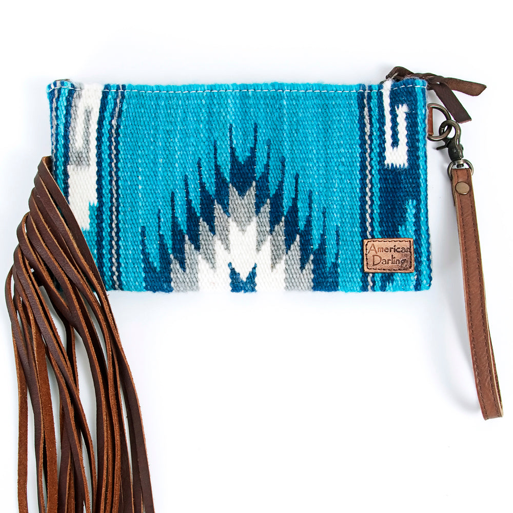 ADBG344K American Darling WRISTLET Hand Tooled Upcycled Wool Genuine Leather women bag western handbag purse