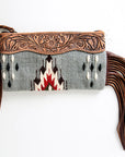 American Darling ADBG344N Wristlet Hand Tooled Saddle Blanket Genuine Leather Women Bag Western Handbag Purse