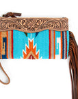 ADBG344O American Darling WRISTLET Hand Tooled Upcycled Wool Genuine Leather women bag western handbag purse