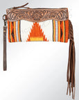 ADBG344P American Darling WRISTLET Hand Tooled Upcycled Wool Genuine Leather women bag western handbag purse