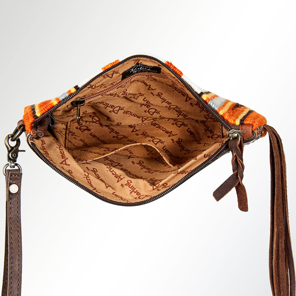 ADBG344P American Darling WRISTLET Hand Tooled Upcycled Wool Genuine Leather women bag western handbag purse