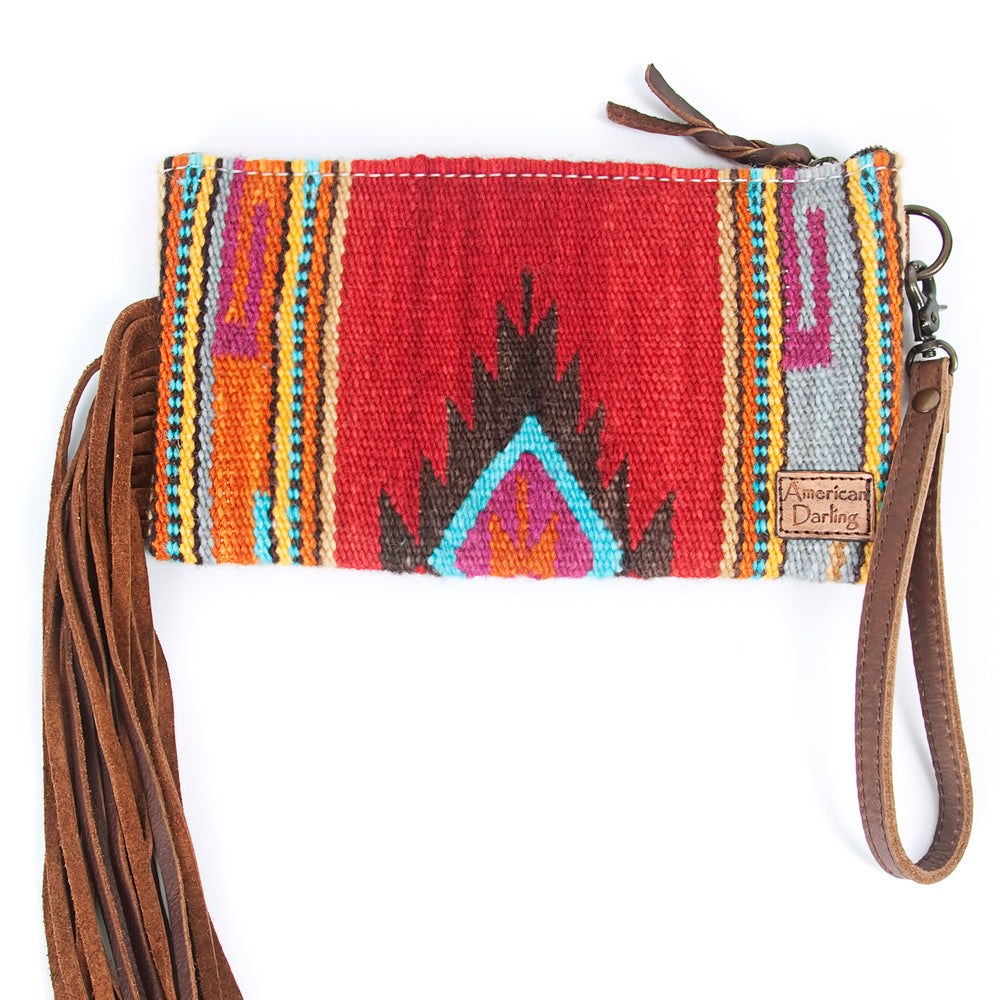 ADBG344Q American Darling WRISTLET Hand Tooled Upcycled Wool Genuine Leather women bag western handbag purse