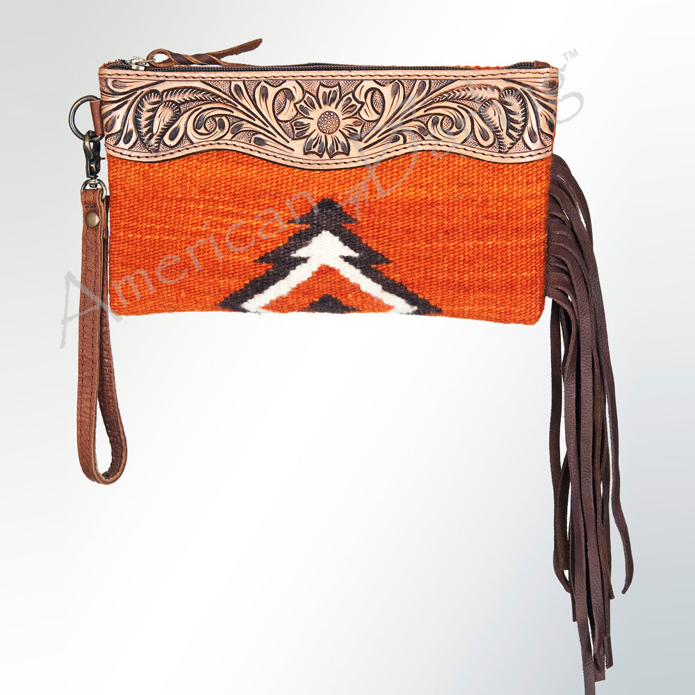 ADBG344S American Darling WRISTLET Hand Tooled Upcycled Wool Genuine Leather women bag western handbag purse