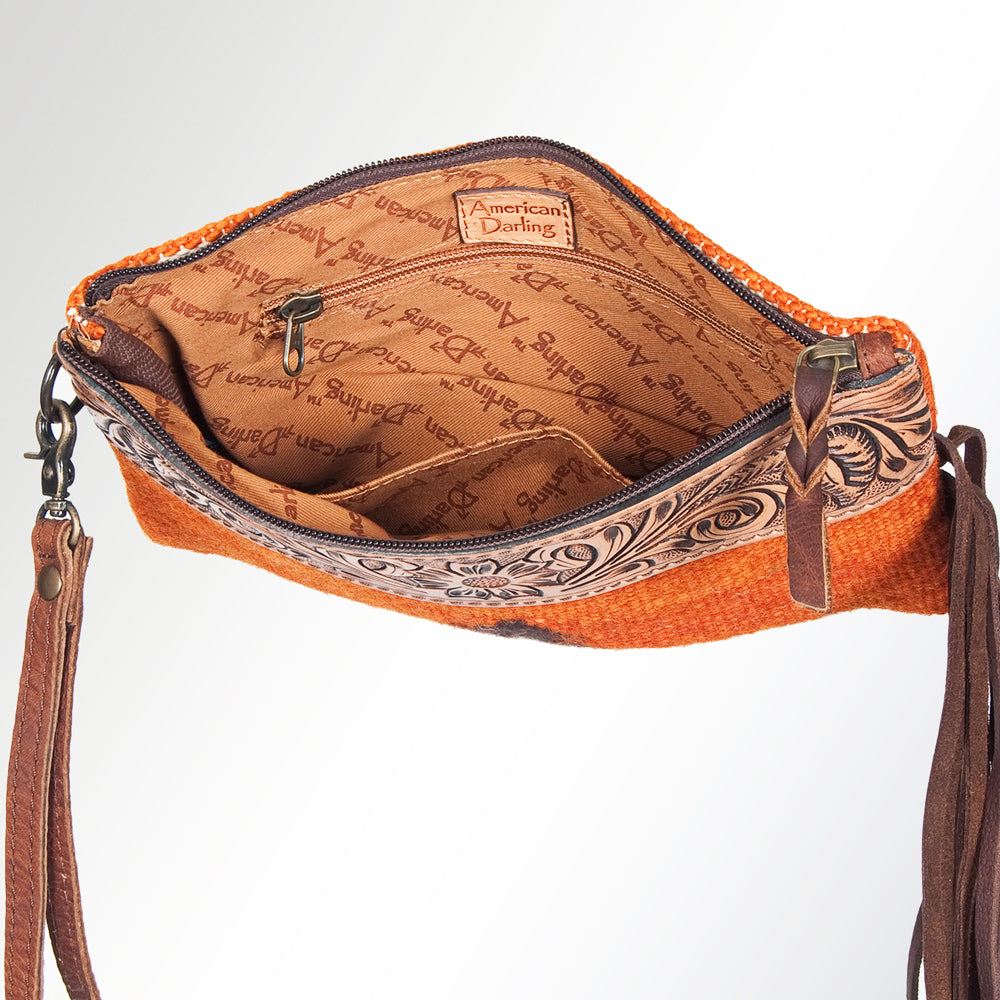 ADBG344S American Darling WRISTLET Hand Tooled Upcycled Wool Genuine Leather women bag western handbag purse