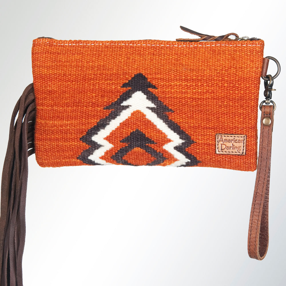 ADBG344S American Darling WRISTLET Hand Tooled Upcycled Wool Genuine Leather women bag western handbag purse