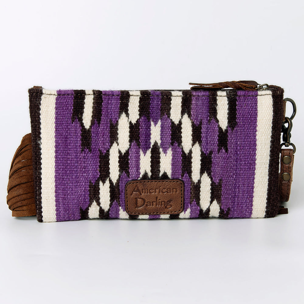 ADBG344T American Darling WRISTLET Hand Tooled Upcycled Wool Genuine Leather women bag western handbag purse