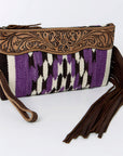 ADBG344T American Darling WRISTLET Hand Tooled Upcycled Wool Genuine Leather women bag western handbag purse