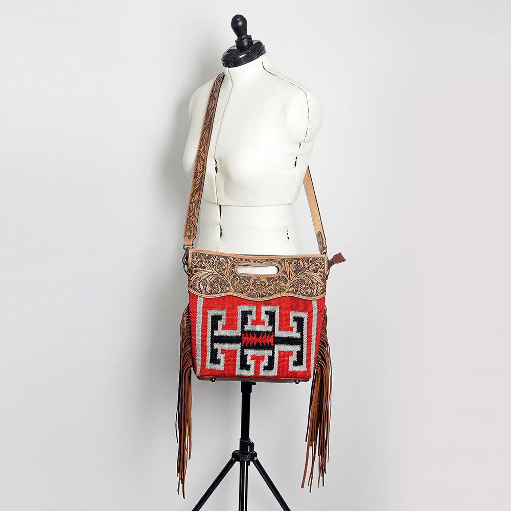 American Darling Clutch Hand Tooled Saddle Blanket Fabric Genuine Leather Western Women Bag Handbag Purse | Purses for Cute