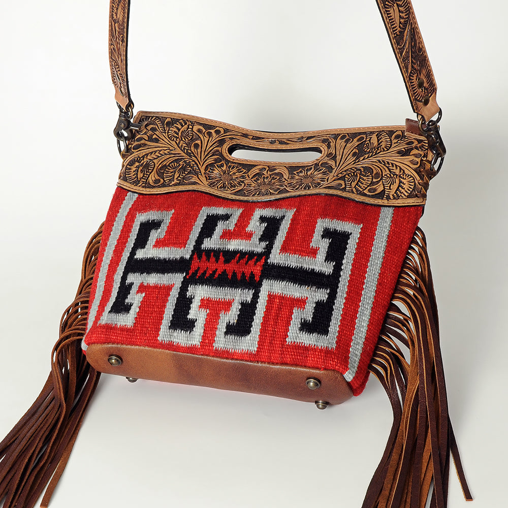 American Darling Clutch Hand Tooled Saddle Blanket Fabric Genuine Leather Western Women Bag Handbag Purse | Purses for Cute