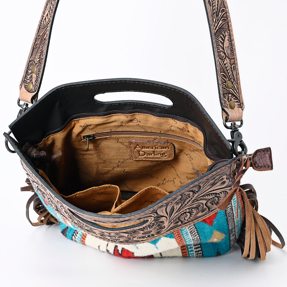 American Darling Clutch Hand Tooled Saddle Blanket Fabric Genuine Leather Western Women Bag Handbag Purse | Purses for Cute