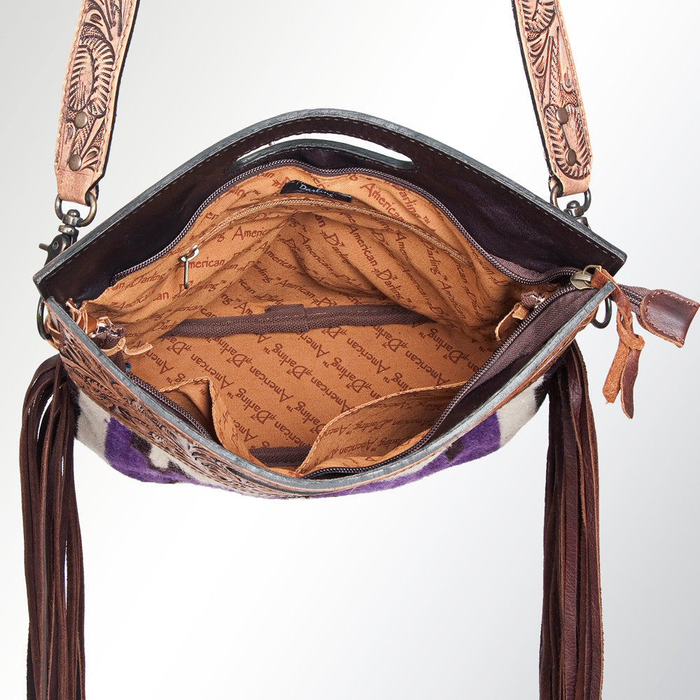 American Darling Clutch Hand Tooled Saddle Blanket Fabric Genuine Leather Western Women Bag Handbag Purse | Purses for Cute