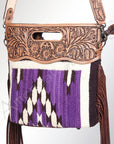 American Darling Clutch Hand Tooled Saddle Blanket Fabric Genuine Leather Western Women Bag Handbag Purse | Purses for Cute