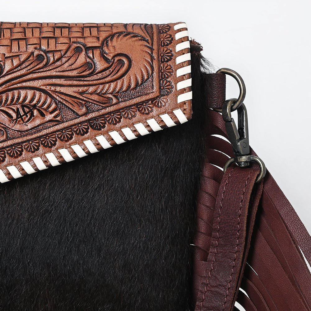American Darling ADBGZ352 Crossbody Hand Tooled Hair-On Genuine Leather Women Bag Western Handbag Purse - Everest Ranch