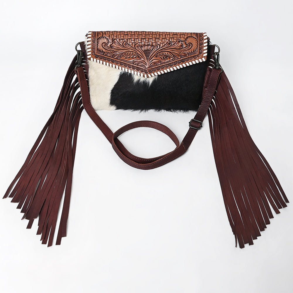American Darling ADBGZ352 Crossbody Hand Tooled Hair-On Genuine Leather Women Bag Western Handbag Purse - Everest Ranch