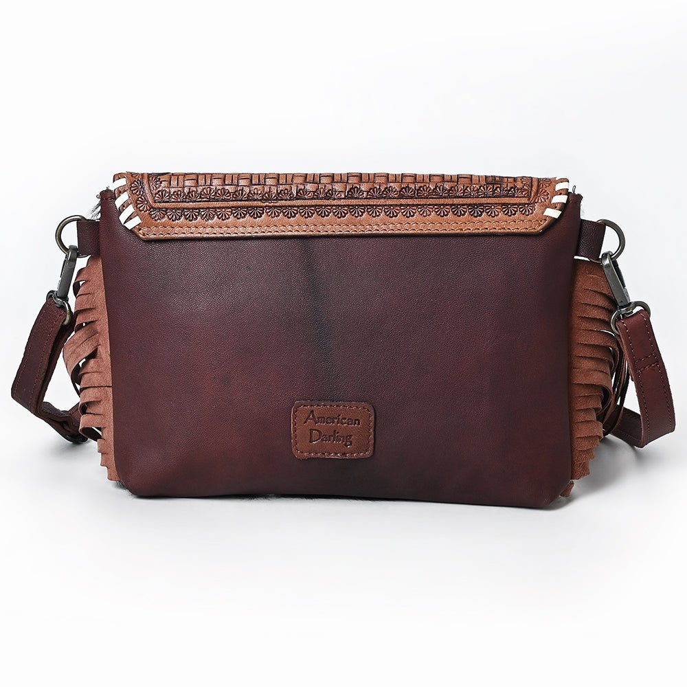 American Darling ADBGZ352 Crossbody Hand Tooled Hair-On Genuine Leather Women Bag Western Handbag Purse - Everest Ranch