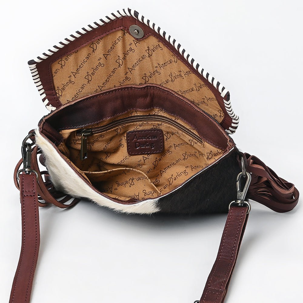 American Darling ADBGZ352 Crossbody Hand Tooled Hair-On Genuine Leather Women Bag Western Handbag Purse - Everest Ranch
