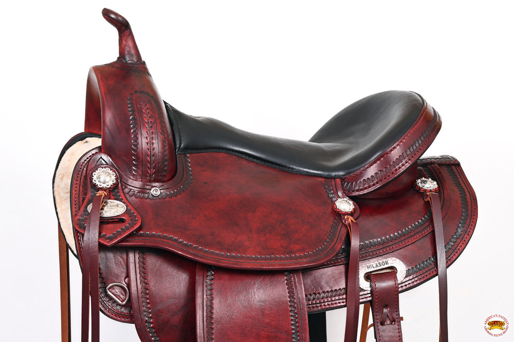 HILASON Western Horse Saddle American Leather Flex Tree Trail &amp; Pleasure Antique Mahogany