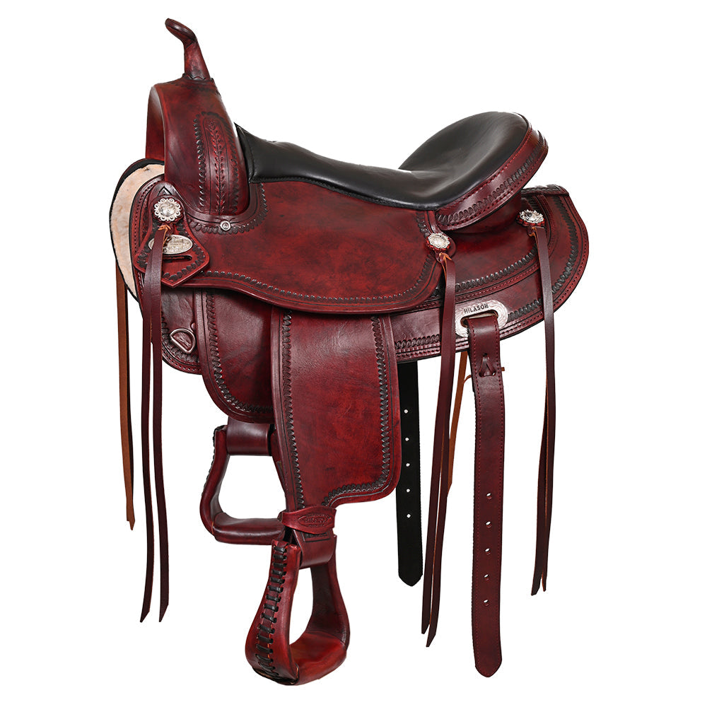 HILASON Western Horse Saddle American Leather Flex Tree Trail &amp; Pleasure Antique Mahogany