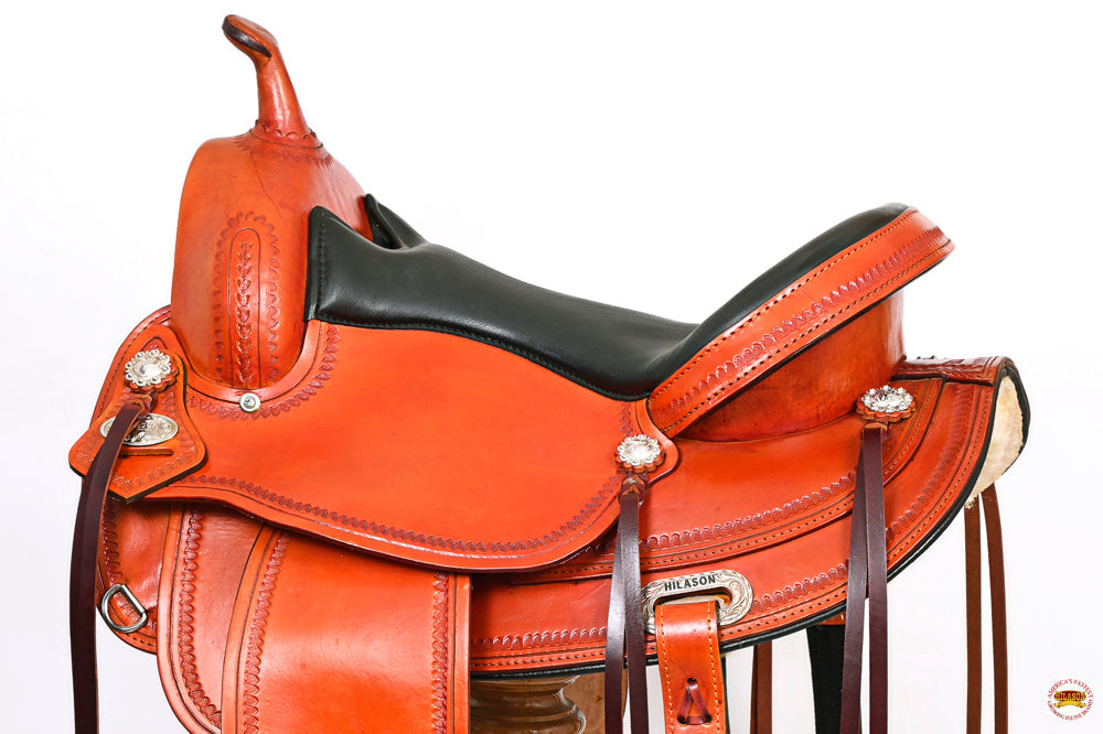 HILASON Western Horse Saddle American Leather Flex Tree Trail &amp; Pleasure Saddle Tan
