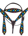 Hilason Western Horse Headstall Breast Collar Set American Leather Brown