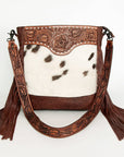 American Darling Large Crossbody Hand Tooled Hair On Genuine Leather Women Bag Western Handbag Purse