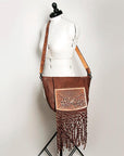 American Darling ADBGZ265A Large Crossbody Hand Tooled Genuine Leather Women Bag Western Handbag Purse