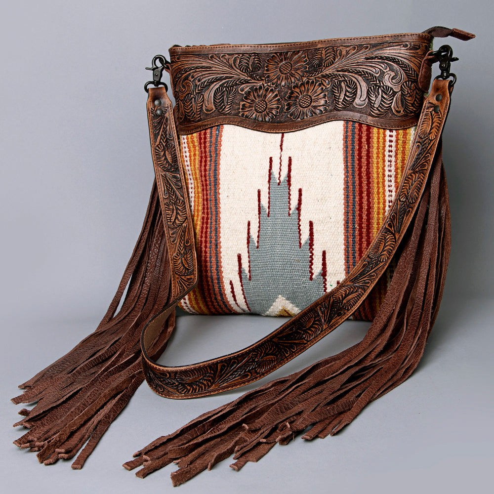American Darling ADBGZ365 Signature Crossbody Hand Tooled Saddle Blanket Genuine Leather Women Bag Western Handbag Purse