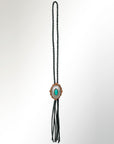 American Darling ADJW106B Braided Genuine Leather Jewelry Necklace with Concho