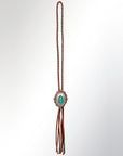 American Darling ADJW106C Braided Genuine Leather Jewelry Necklace with Concho